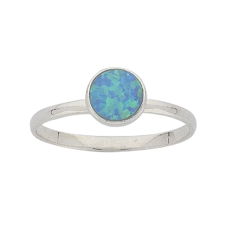 luxury gold necklaces for women -Sterling Silver Synthetic Blue Opal Ring