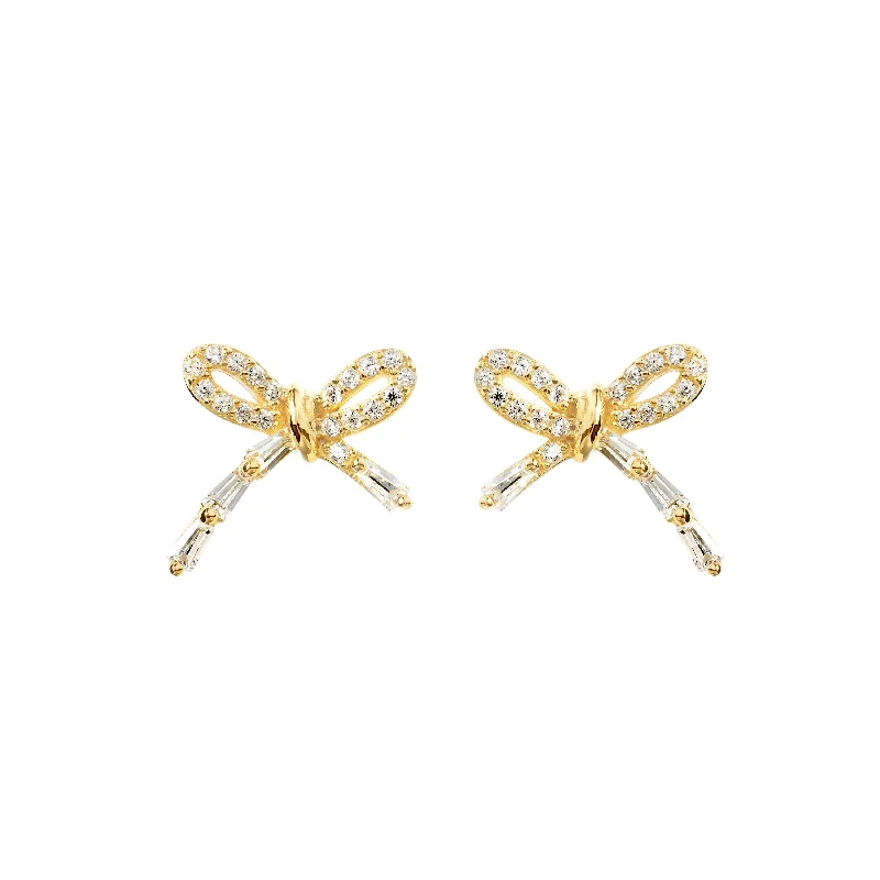 luxury diamond earrings for women -Bow Affair CZ Earrings