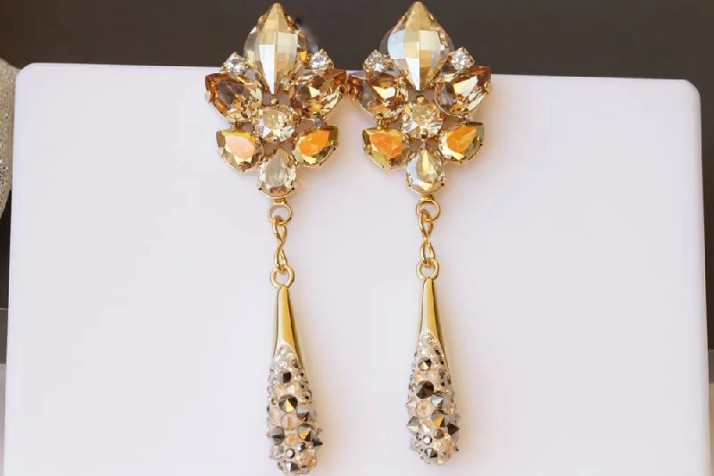 luxury gemstone earrings for women -GOLD CHANDELIER EARRINGS