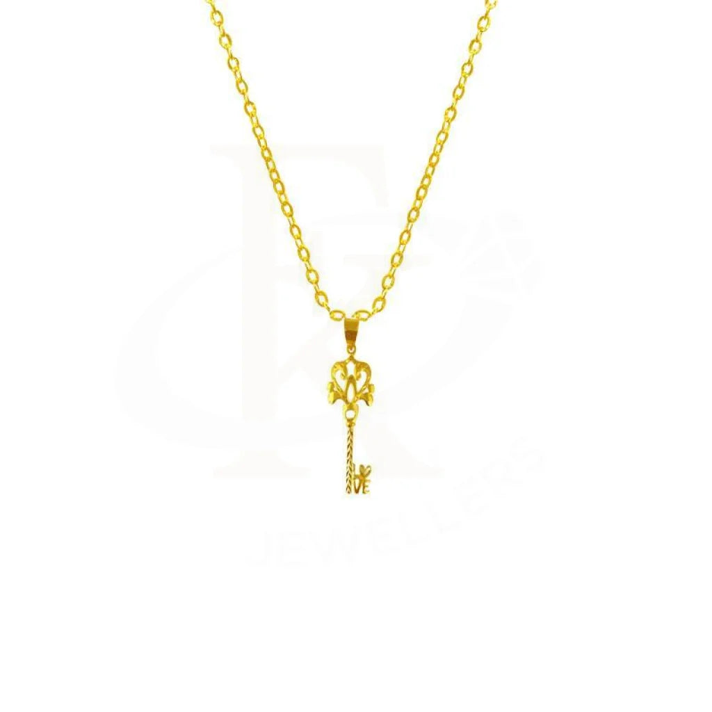 luxury diamond necklaces for women -Gold Love Key Necklace (Chain with Pendant) 18KT - FKJNKL1605