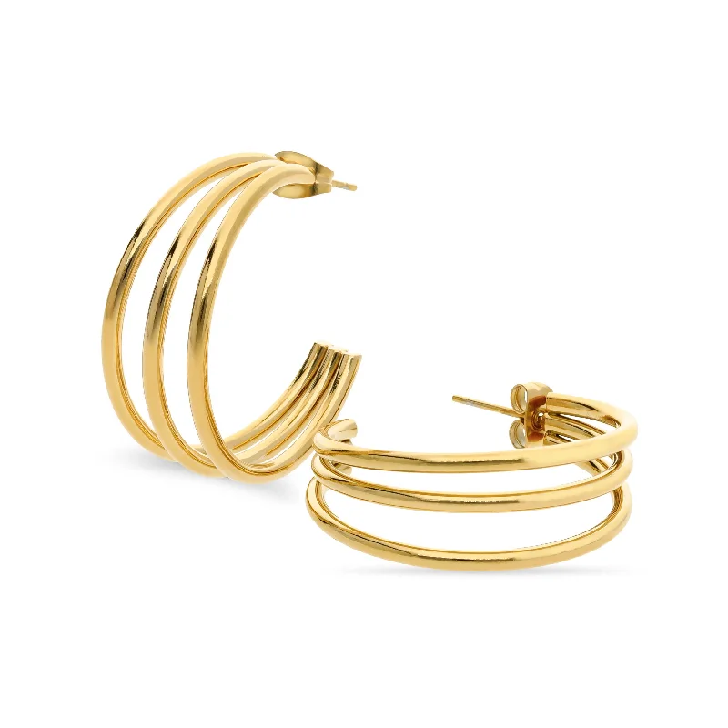 minimalist earrings for women -Multilayer earring gold