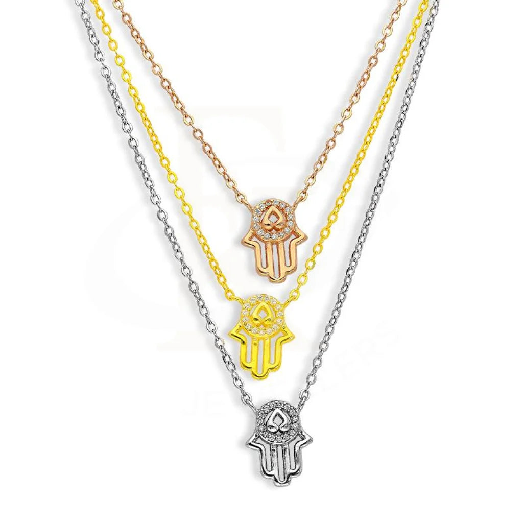 pearl necklaces for women -Sterling Silver 925 Tri-Tone Hamsa Hand Gold Plated Necklace - FKJNKLSL2631