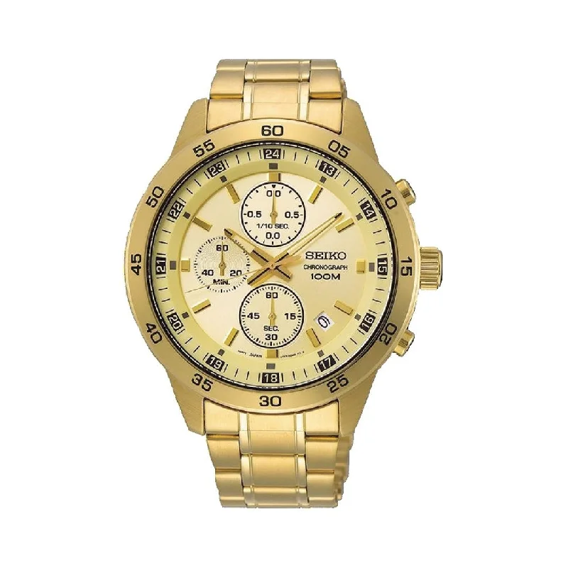 Seiko Mens Chronograph Gold Watch SKS646P1