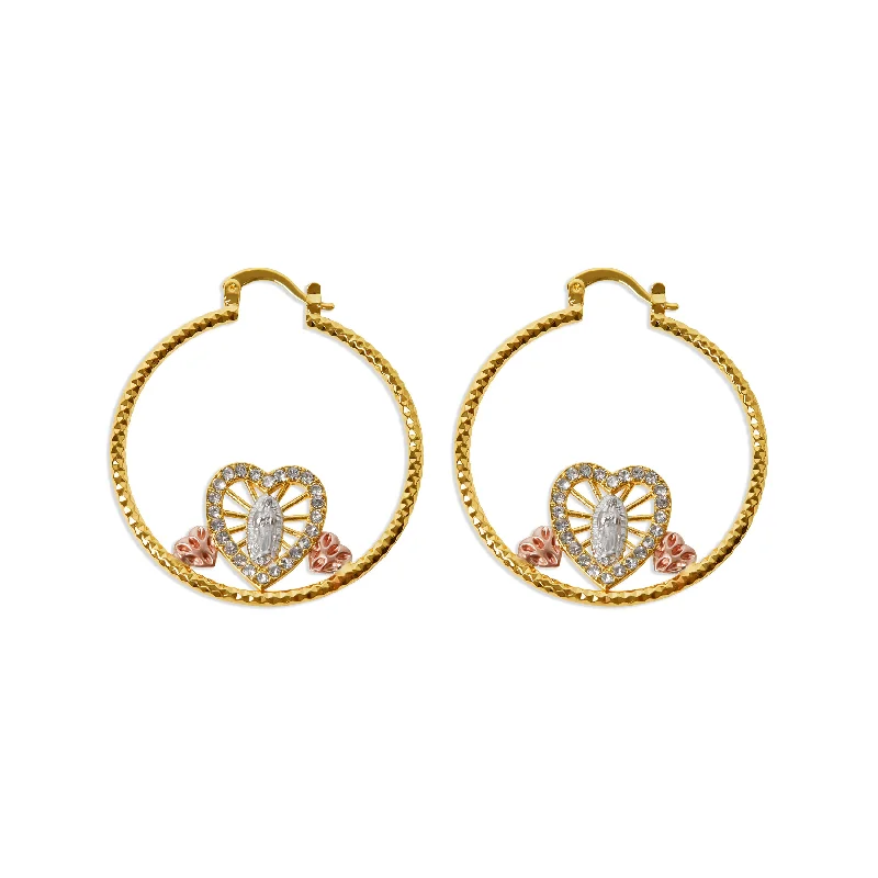 hoop earrings for women -THE HAMMERED HOOP GUADALUPE HEART EARRINGS