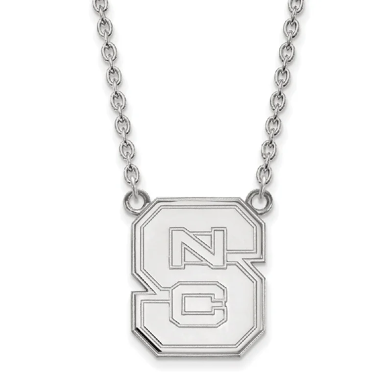 timeless pendant necklaces for women -14k White Gold North Carolina Large 'NCS' Pendant Necklace