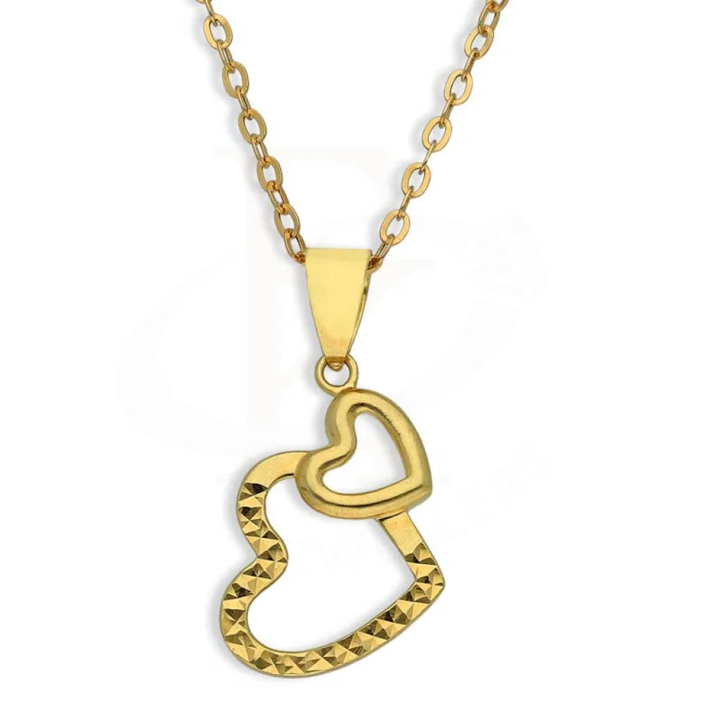 elegant silver necklaces for women -Gold Necklace (Chain with Twin Hearts Pendant) 18KT - FKJNKL18K2833