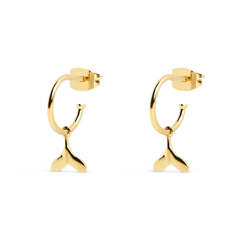 black stud earrings for women -Whale Gold Hoop Earrings