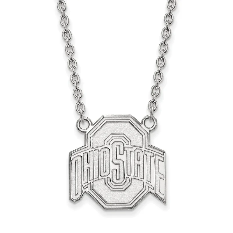 matching jewelry sets for women -14k White Gold Ohio State Large Logo Pendant Necklace