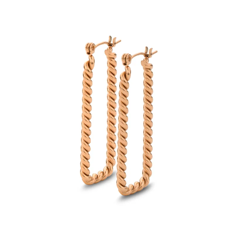 bold earrings for women -Rope earring rosé gold