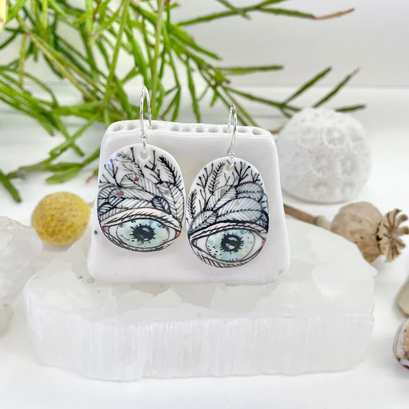 stud earrings for women -Hand Painted ‘Protective Eye’ Porcelain Earrings