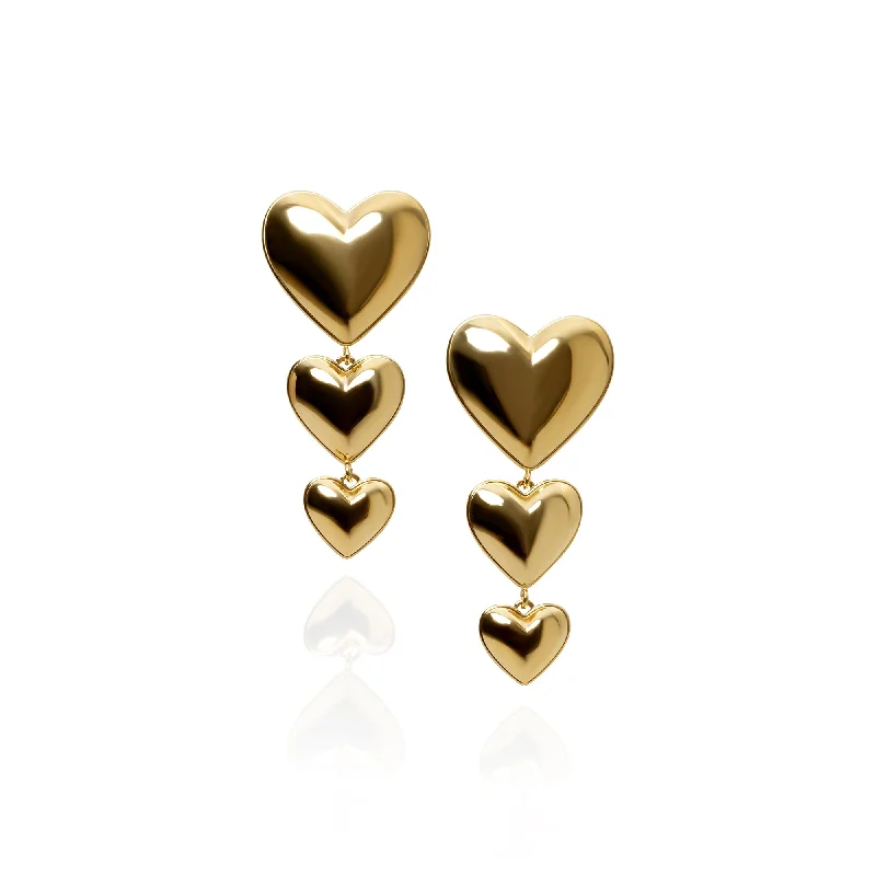 colorful stud earrings for women -THE THREE HEART DROP EARRINGS