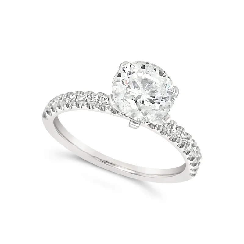 engagement ring and wedding band sets -Sixteen Diamond Single Row Engagement Mounting