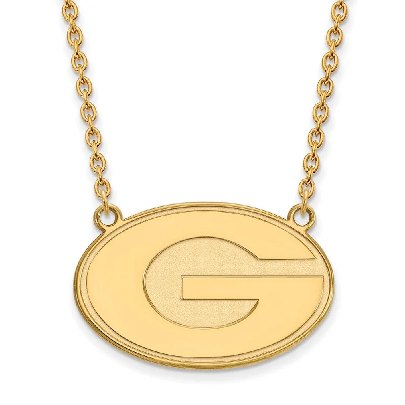 pendant necklaces for women -10k Yellow Gold U of Georgia Large Disc Pendant Necklace