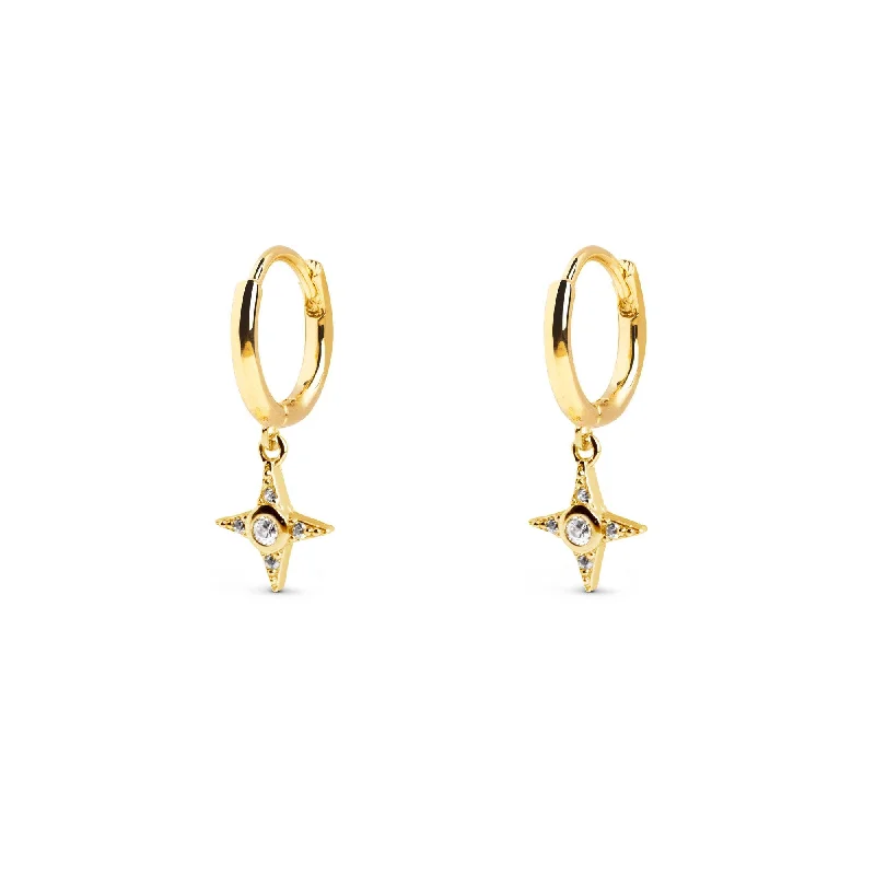 modern earrings for women -Shine Flare Gold Earrings