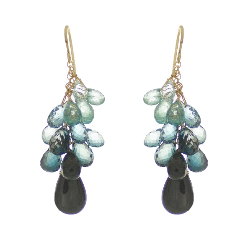 colorful earrings for women -Shades of Blues/Black Drop Earrings