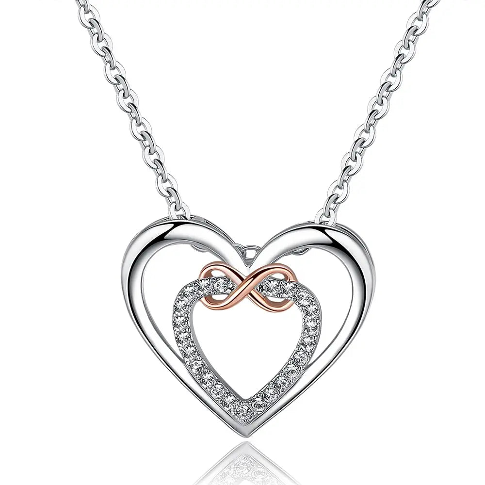 romantic necklaces for women -Infinity CZ Heart Necklace