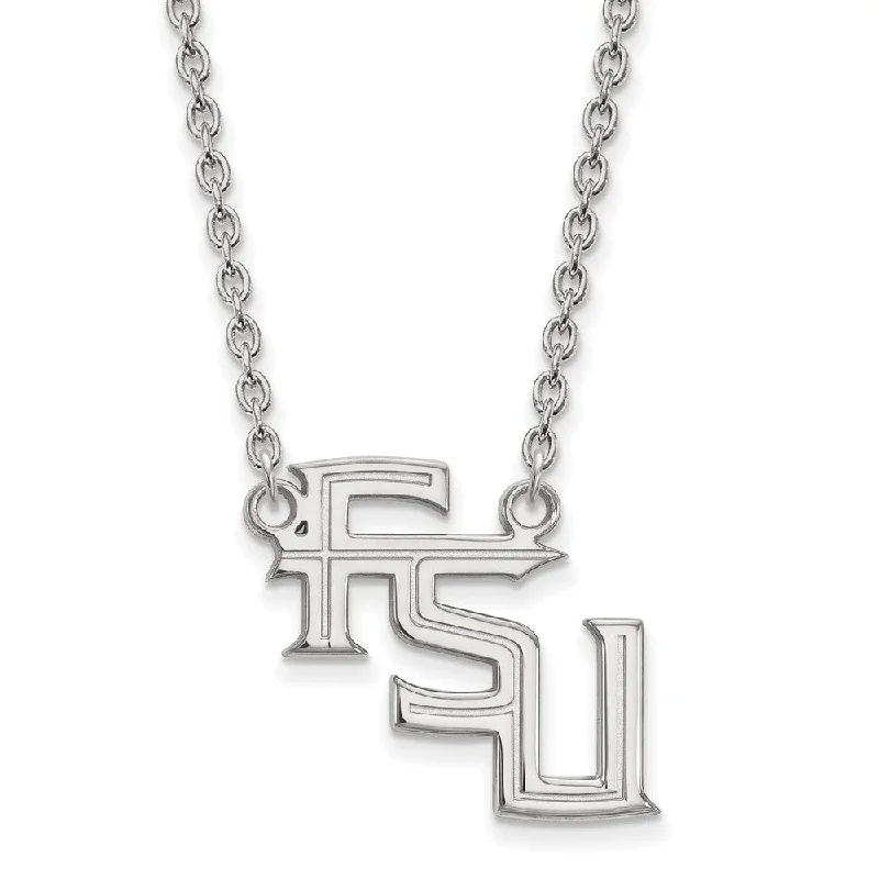 charm necklaces for women -Sterling Silver Florida State Large 'FSU' Pendant Necklace