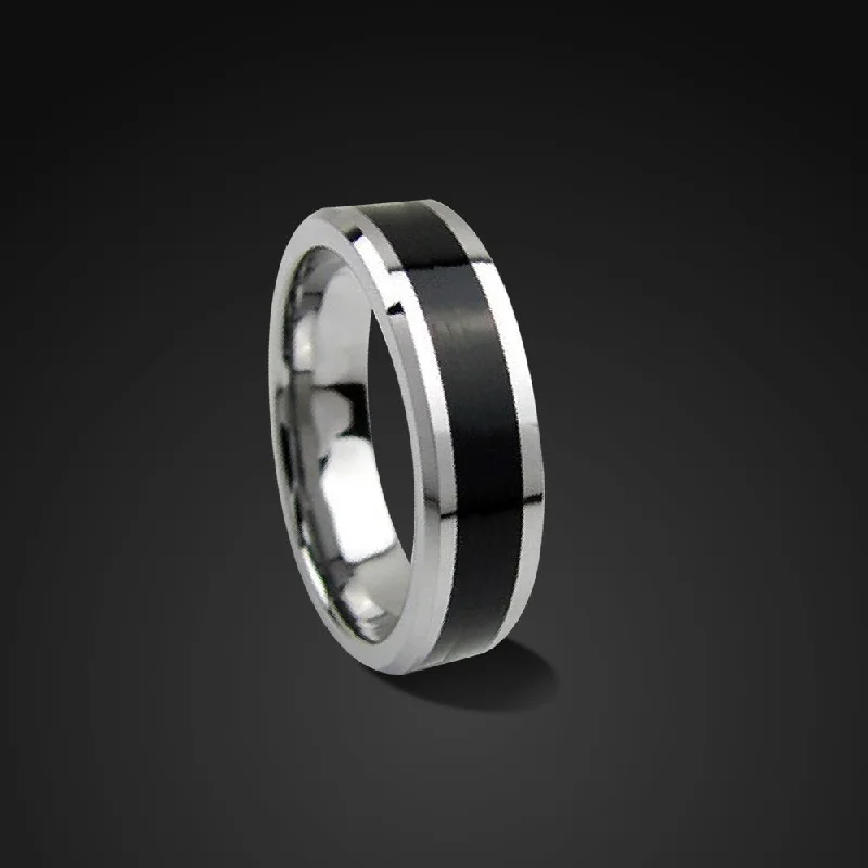 engagement rings for brides-to-be -Black Stainless Steel Wedding Band Mens Black Ring