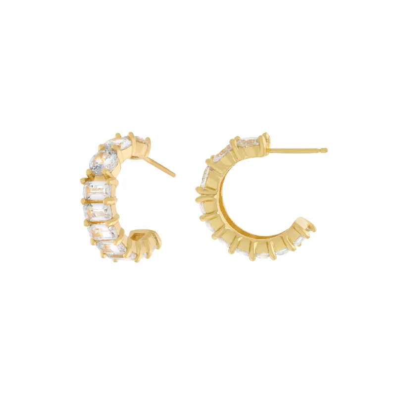 colorful stud earrings for women -Baguette Hoops