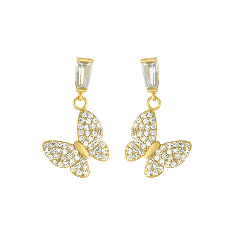 multi-strand earrings for women -Butterfly Stud Drop Earrings