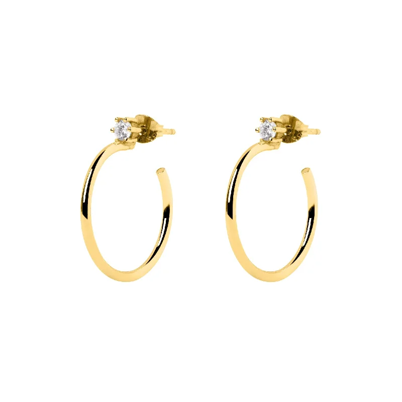 luxury diamond earrings for women -Spark Gold Hoop M Earrings