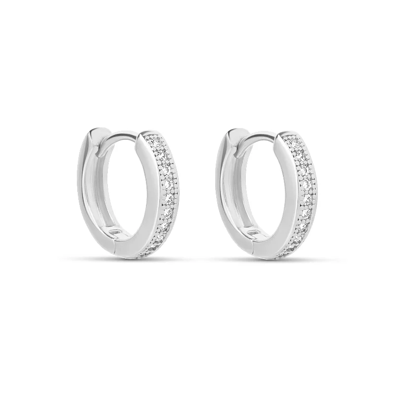 modern earrings for women -The Silver 14mm Melrose Huggies