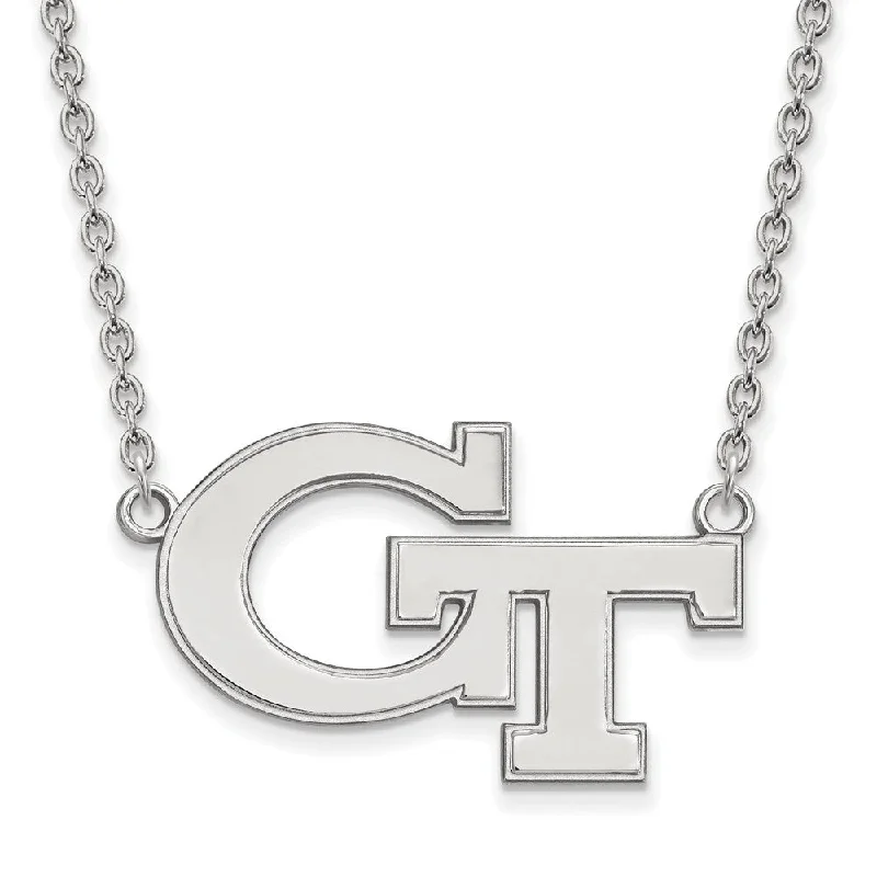 custom pendant necklaces for women -14k White Gold Georgia Technology Large 'GT' Pendant Necklace