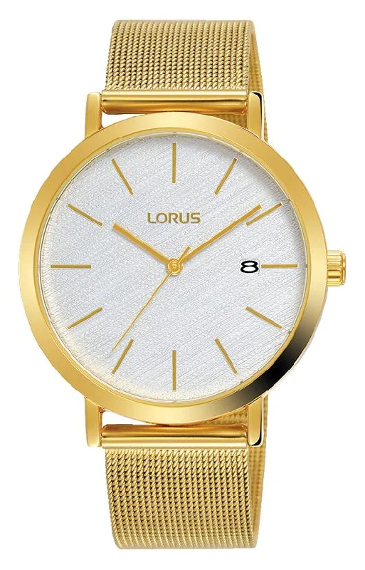 Lorus Gold Stainless Steel Mesh Band White Dial Women's Watch