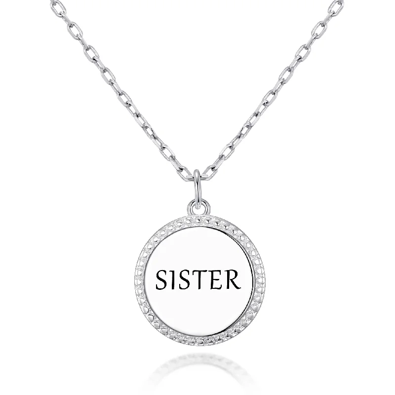 custom necklaces for women -Silver Plated Filigree Disc Sister Necklace