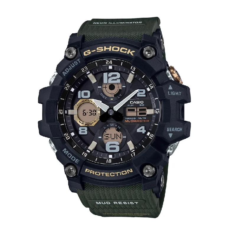 Casio G Shock Master Of G Mudmaster Black Case Green Band Model GSG-100-1A3DR