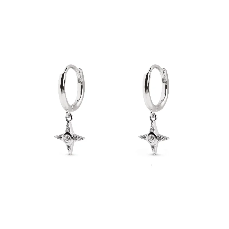 elegant stud earrings for women -Shine Flare Silver Hoop Earrings