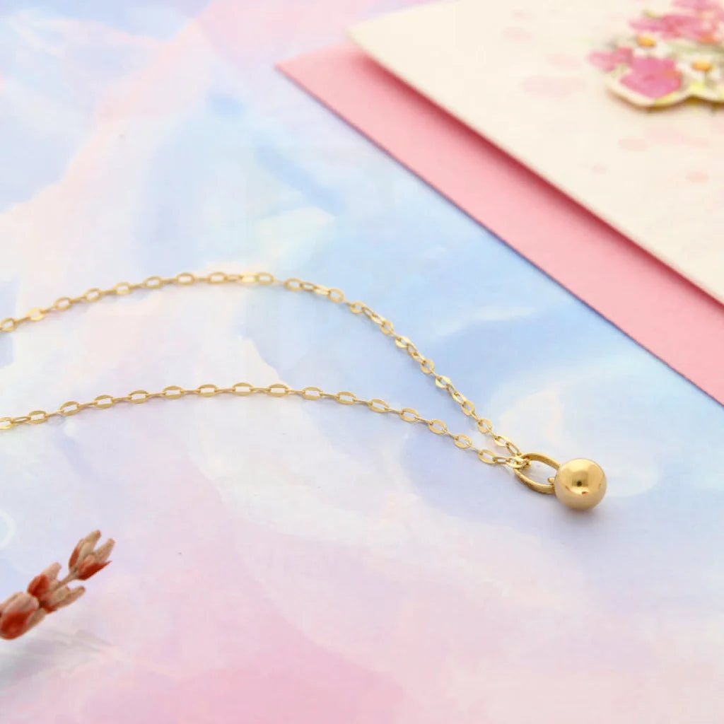 elegant pendant necklaces for women -Gold Necklace (Chain with Ball Pendant) 18KT - FKJNKL18K2498