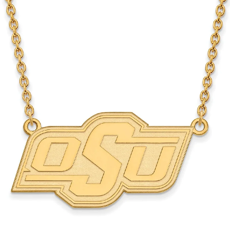 colorful necklaces for women -14k Yellow Gold Oklahoma State OSU Large Pendant Necklace