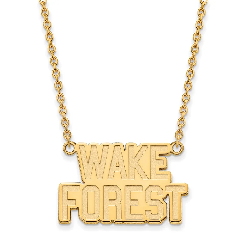 charm necklaces for women -14k Yellow Gold Wake Forest U Lg Logo Pendant Necklace