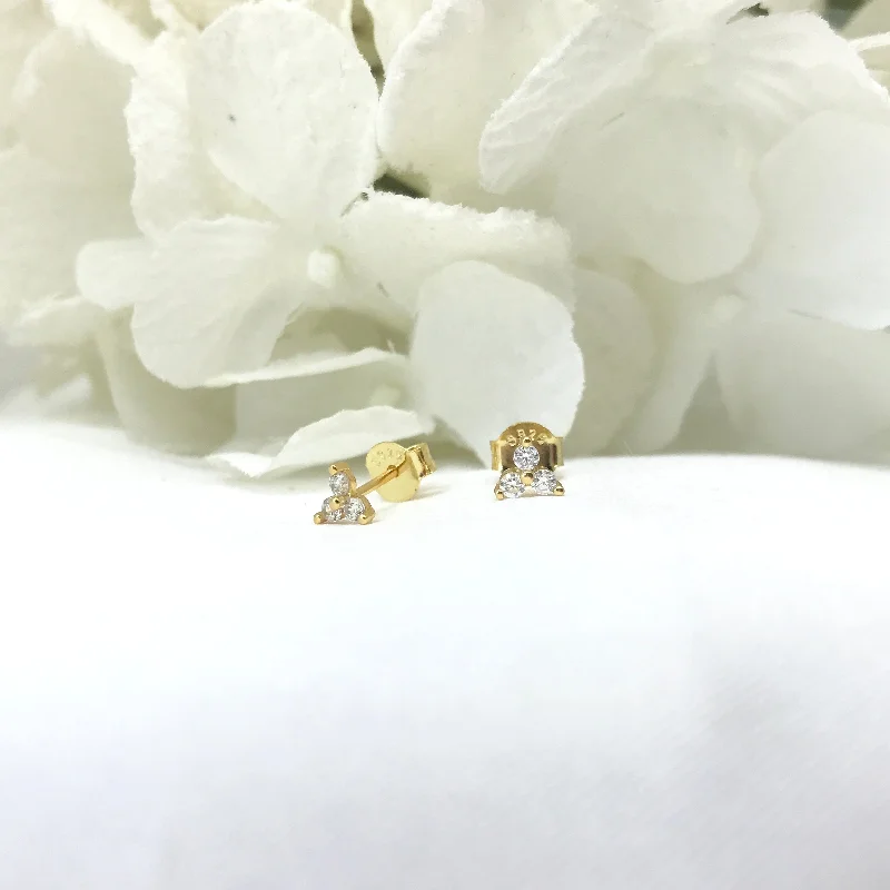 unique gold earrings for women -18k/925 Vermeil CZ Lotus Stud Earrings