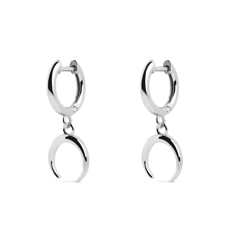 gold stud earrings for women -Moonset Silver Hoop Earrings