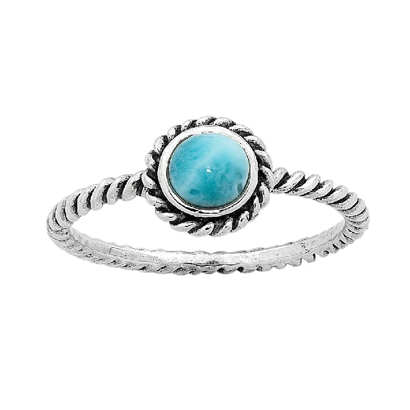 gold chain necklaces for women -Sterling Silver Larimar March Birthstone Ring with Twisted Band