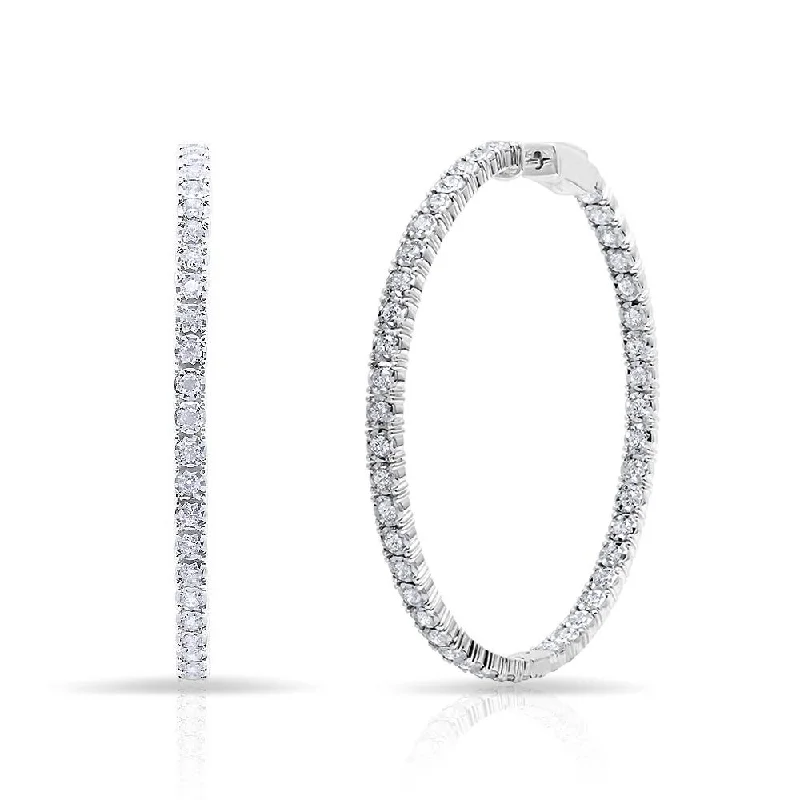 trendy stud earrings for women -14KT White Gold Diamond Large Bella Hoop Earrings