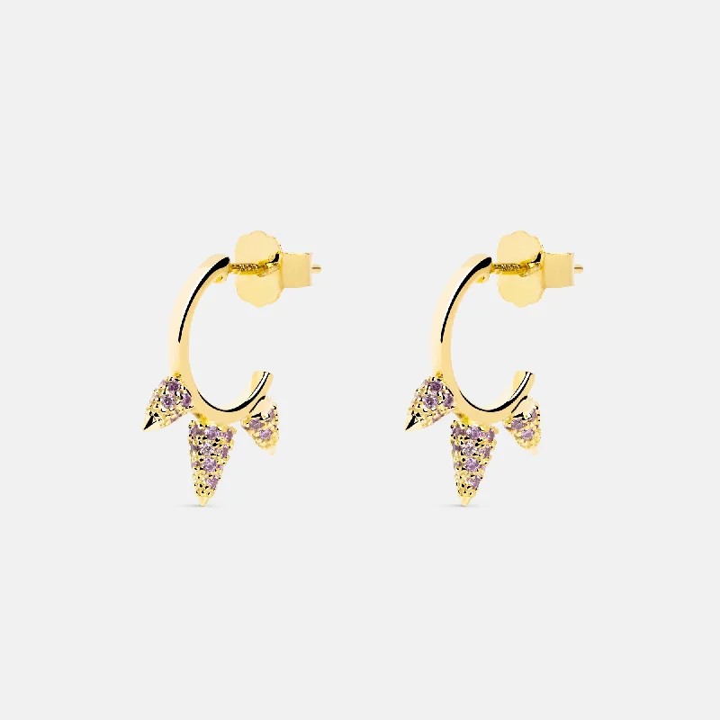 elegant earrings for women -Rolling Spark Lavande Gold Earrings