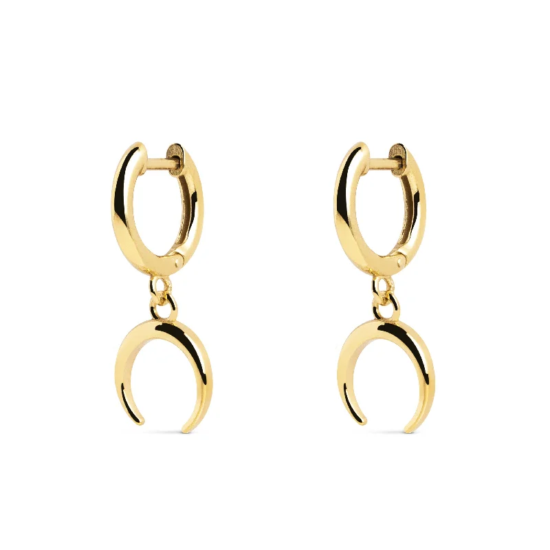 personalized earrings for women -Moonset Gold Hoop Earrings