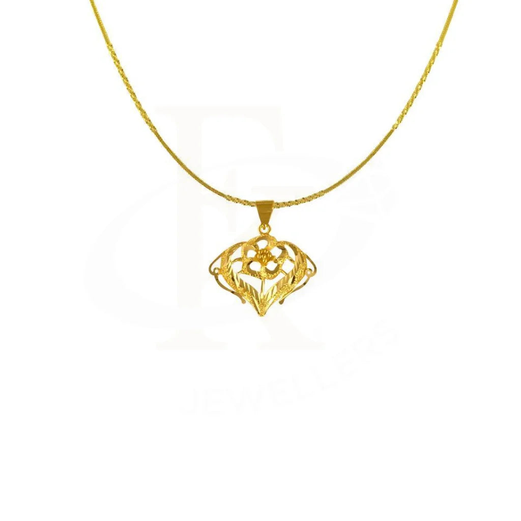 high-end necklaces for women -Gold Necklace (Chain with Flower Heart Pendant) 22KT - FKJNKL1671