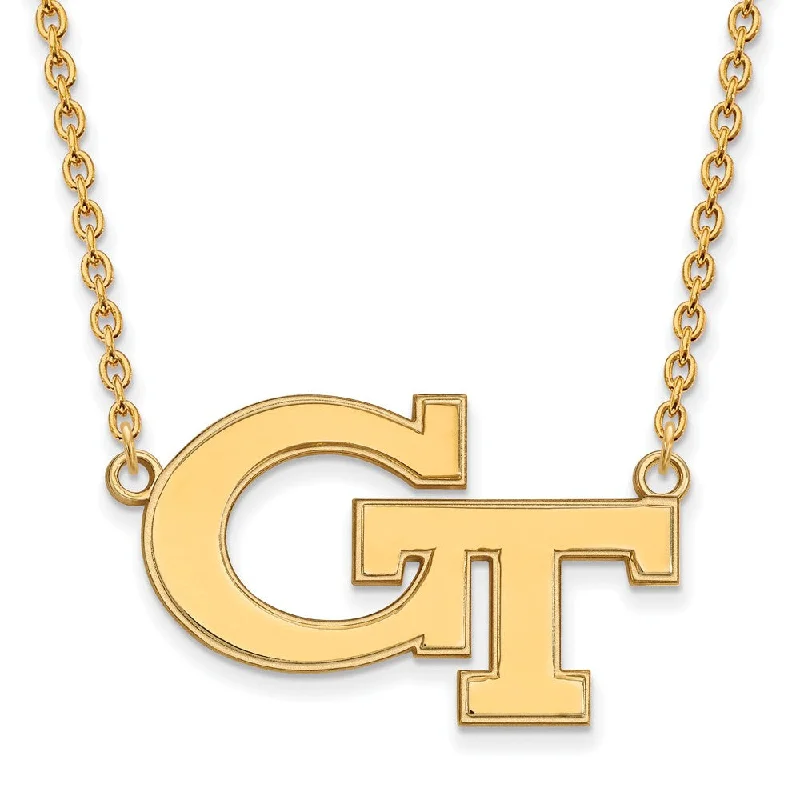 bold necklaces for women -10k Yellow Gold Georgia Technology Large 'GT' Pendant Necklace