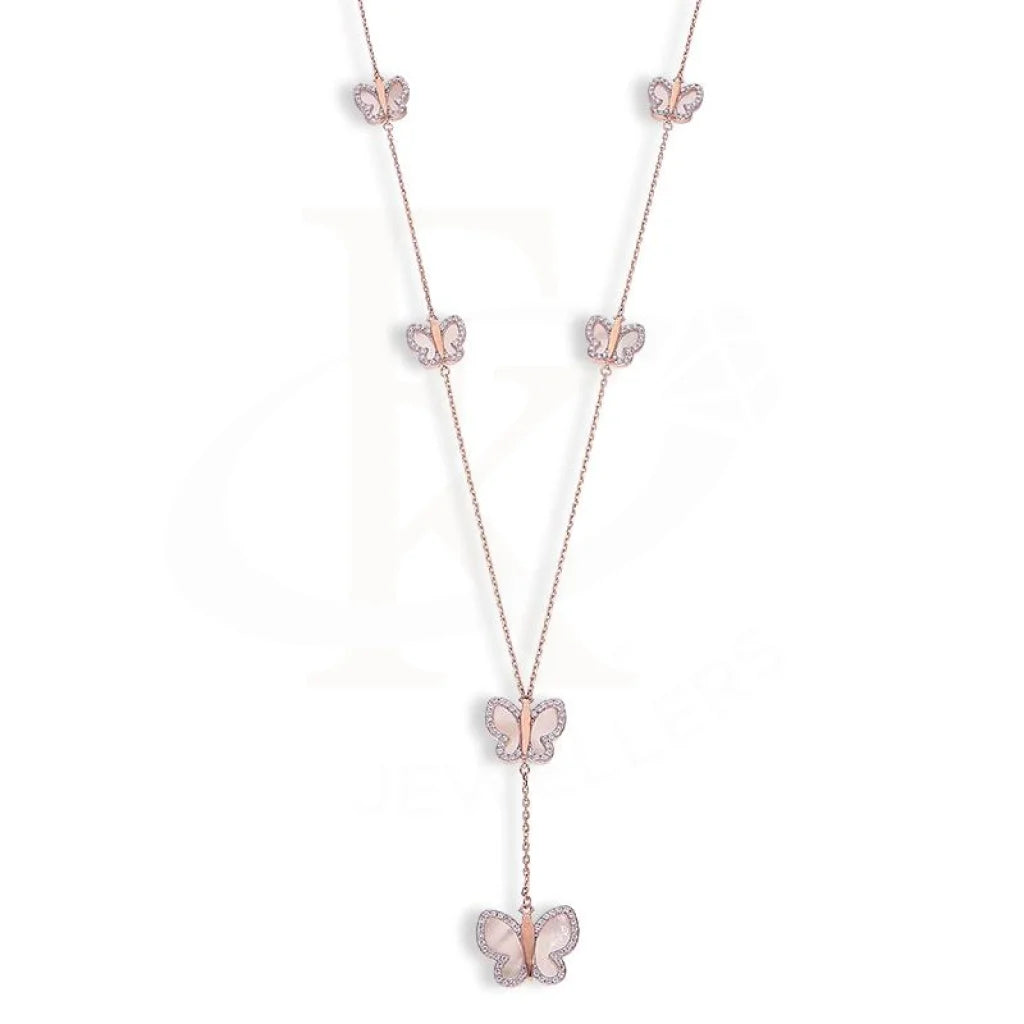 stylish necklaces for women -Sterling Silver 925 Rose Gold Plated Butterfly Necklace - FKJNKLSL2667