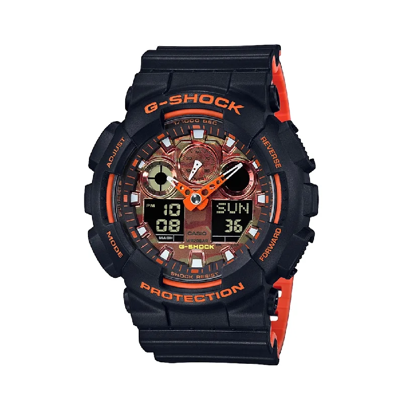 Casio G Shock Analog-Digital Orange Watch GA-100BR-1ADR