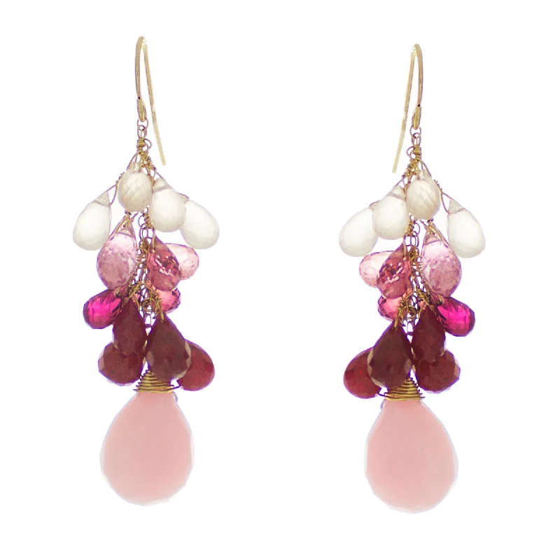 dangle earrings for women -Rose Pompadour Drop Earrings