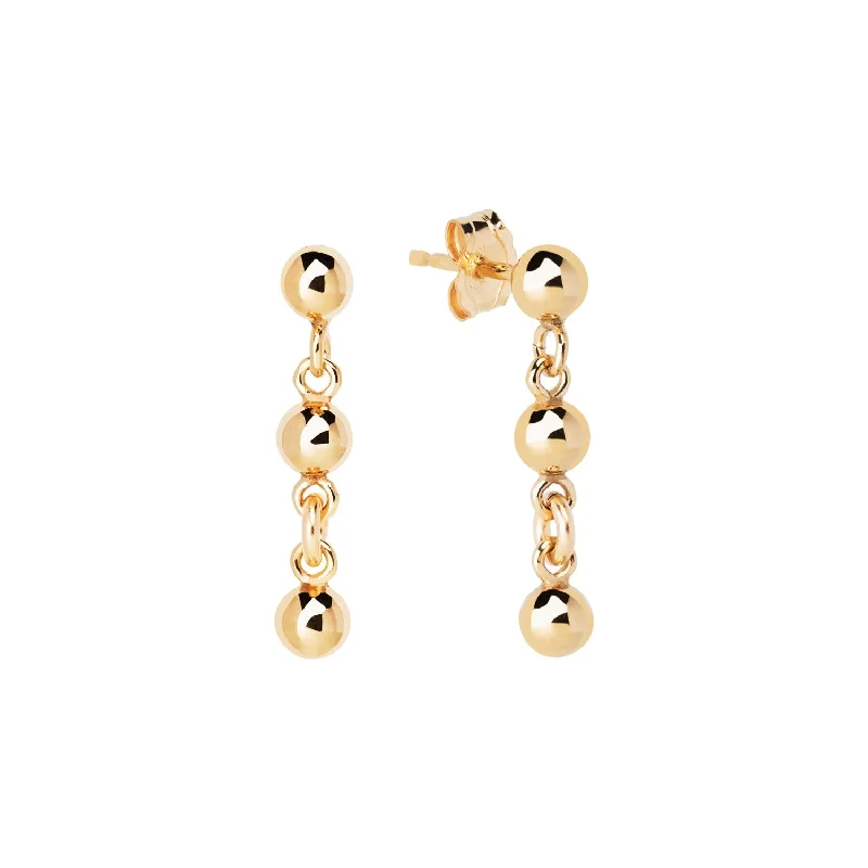 diamond hoop earrings for women -Mini Triple Ball Earrings