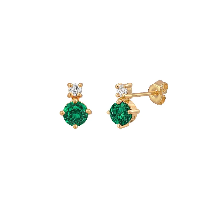 pearl drop earrings for women -Emerald CZ Stud Earrings