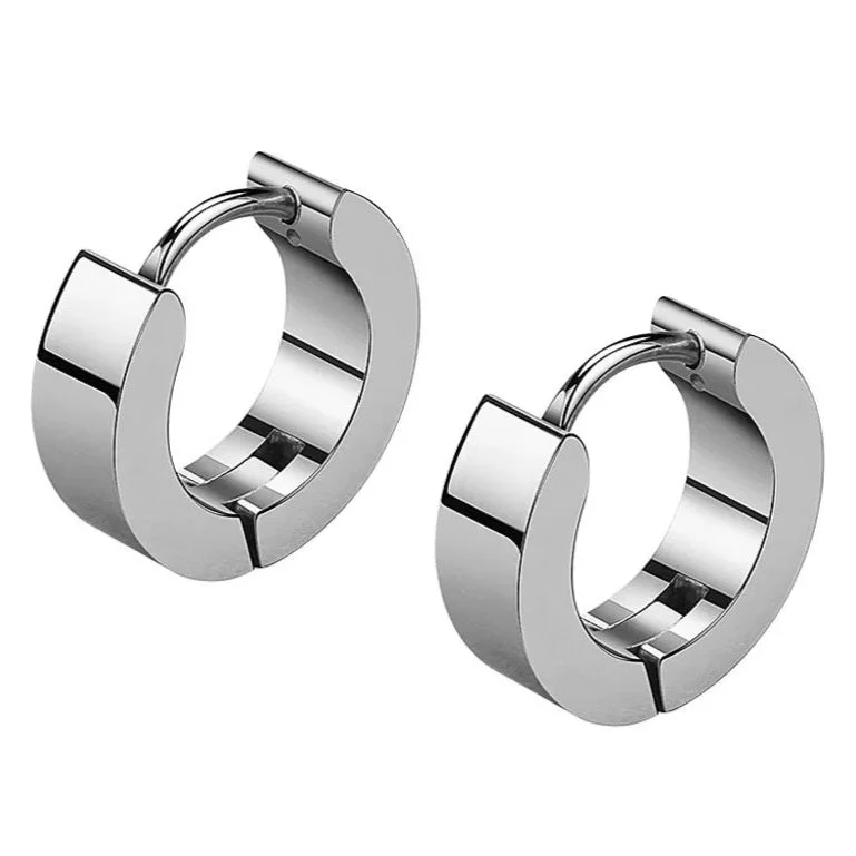 chandelier earrings for women -Stainless Steel 4mm  Hoop Huggie Earrings