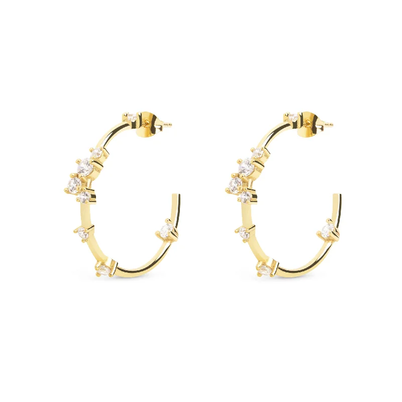 gold stud earrings for weddings -Comete Hoop Gold Earrings