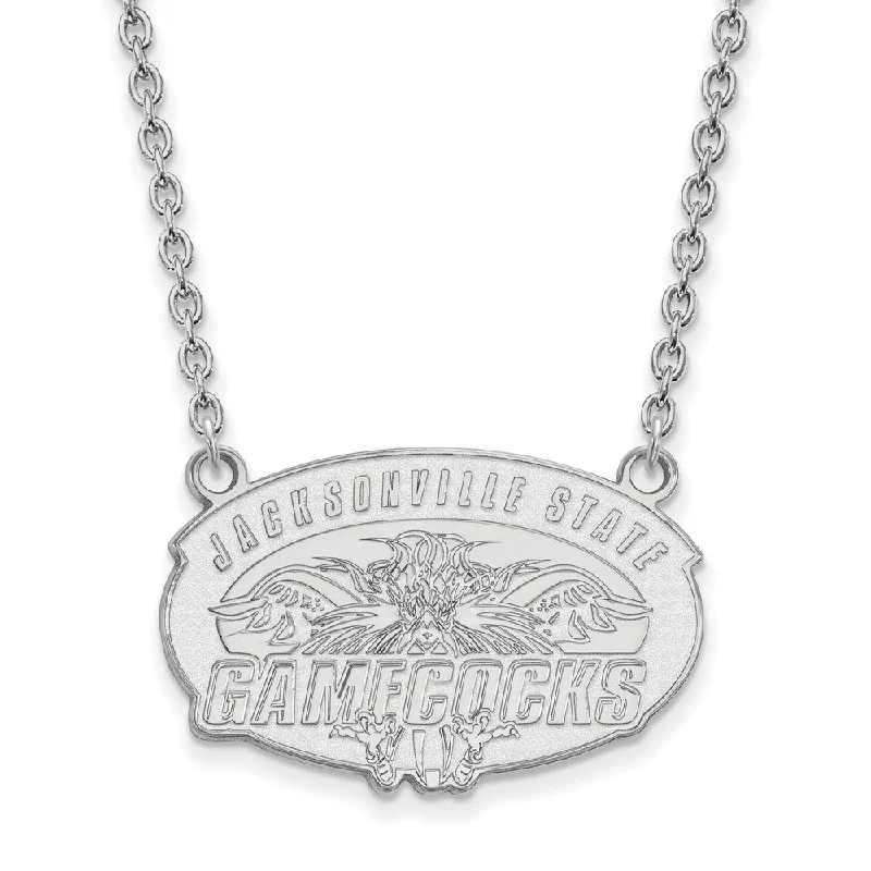 affordable personalized necklaces for women -14k White Gold Jacksonville State Large Pendant Necklace